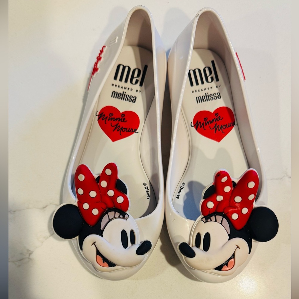 Melissa Kids Minnie Mouse Slippers - White and Red Size 11